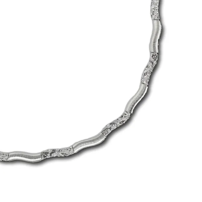 SilberDream Collier Wave 925 Silber gehämmert matt 45cm Kette SDK4792O
