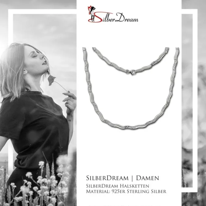 SilberDream Collier Wave 925 Silber gehämmert matt 45cm Kette SDK4792O