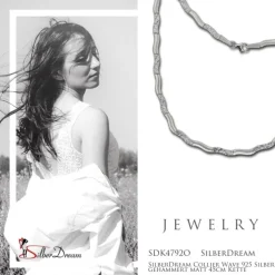 SilberDream Collier Wave 925 Silber gehämmert matt 45cm Kette SDK4792O