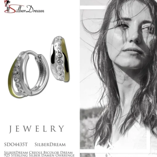 SilberDream Creole Bicolor Dream 925 Sterling Silber Damen Ohrringe SDO4435T