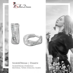 SilberDream Creole Cross Zirkonia weiß 925 Sterling Silber Damen SDO4264W