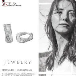 SilberDream Creole Cross Zirkonia weiß 925 Sterling Silber Damen SDO4264W