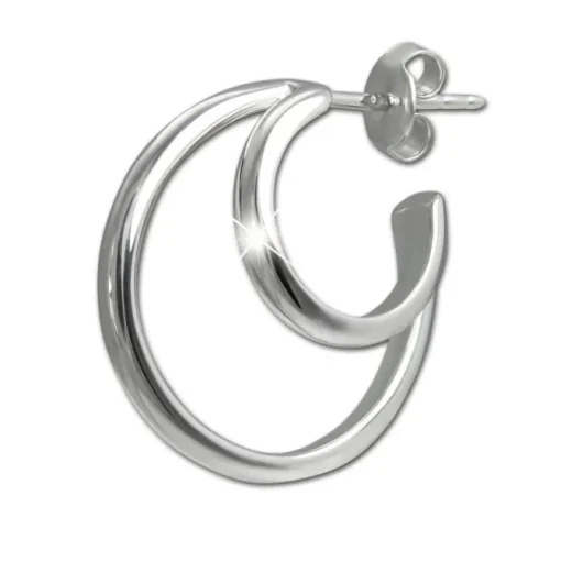 SilberDream Creole Double 925 Sterling Silber Damen Ohrringe SDO4453J