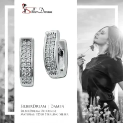 SilberDream Creole Double Zirkonia weiß 925 Sterling Silber Damen SDO4408W