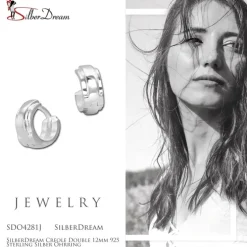 SilberDream Creole Double 12mm 925 Sterling Silber Ohrring SDO4281J