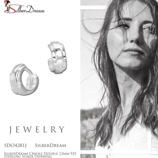 SilberDream Creole Double 12mm 925 Sterling Silber Ohrring SDO4281J