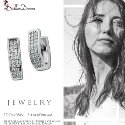 SilberDream Creole Double Zirkonia weiß 925 Sterling Silber Damen SDO4408W