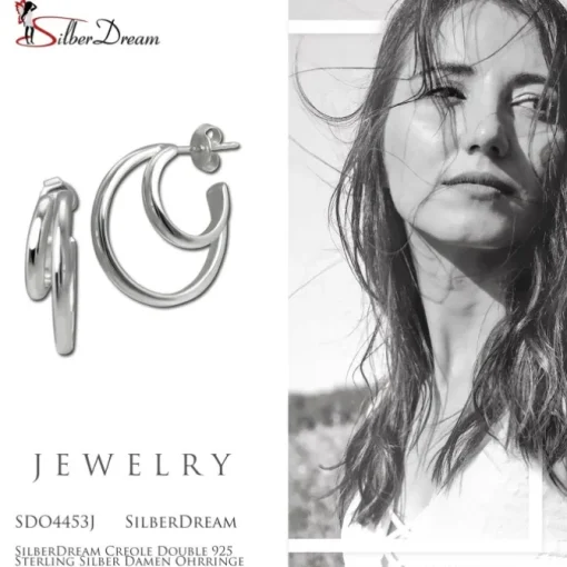 SilberDream Creole Double 925 Sterling Silber Damen Ohrringe SDO4453J