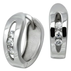 SilberDream Creole 3er Zirkonia weiß 925 Sterling Silber Damen SDO4411W