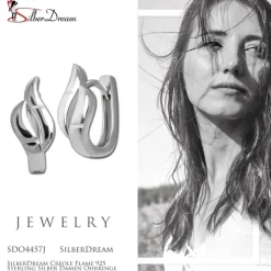 SilberDream Creole Flame 925 Sterling Silber Damen Ohrringe SDO4457J