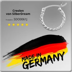 SilberDream Creole gedreht 15mm Damen Ohrring 925 Sterling Silber SDO0061J