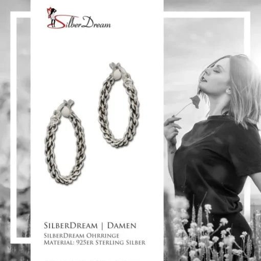 SilberDream Creole Geflecht 925 Sterling Silber Damen Ohrring SDO67312