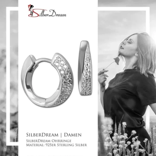 SilberDream Creole Glamour 2cm 925 Sterling Silber Damen Ohrringe SDO4438W