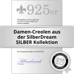 SilberDream Creole Glamour 2cm 925 Sterling Silber Damen Ohrringe SDO4438W