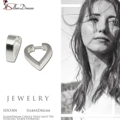 SilberDream Creole Herz matt 925 Sterling Silber Ohrring SDO304