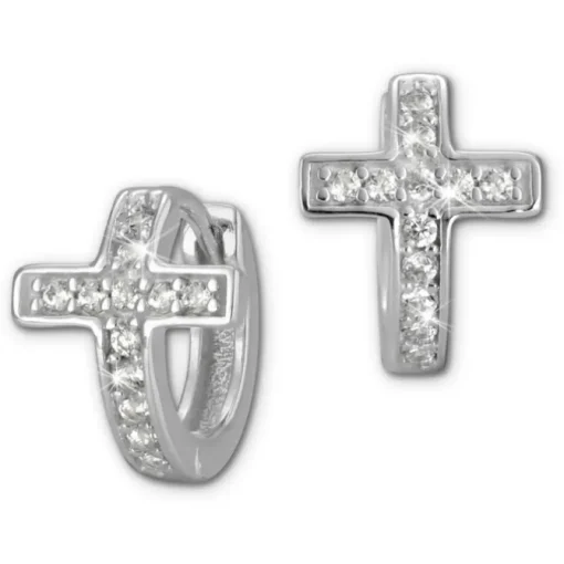 SilberDream Creole Kreuz Zirkonia weiß 925 Sterling Silber Damen SDO398W