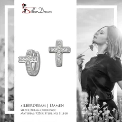SilberDream Creole Kreuz Zirkonia weiß 925 Sterling Silber Damen SDO398W