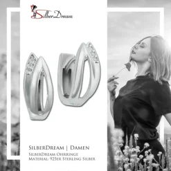 SilberDream Creole Leaves Zirkonia weiß 925 Sterling Silber Damen SDO4406W