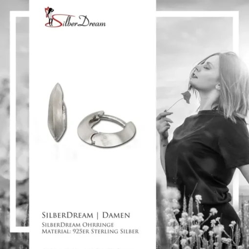SilberDream Creole Matt 14mm 925 Sterling Silber Ohrring SDO335M4