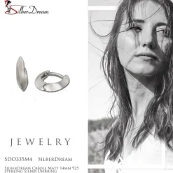 SilberDream Creole Matt 14mm 925 Sterling Silber Ohrring SDO335M4