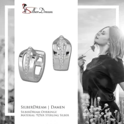 SilberDream Creole mit 12 weißen Zirkonia 925er Silber Damen SDO386W