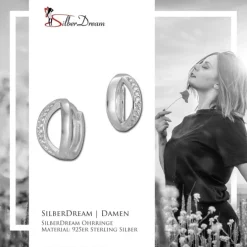 SilberDream Creole mit 10 weißen Zirkonia 925er Silber Damen SDO420W