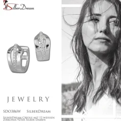 SilberDream Creole mit 12 weißen Zirkonia 925er Silber Damen SDO386W