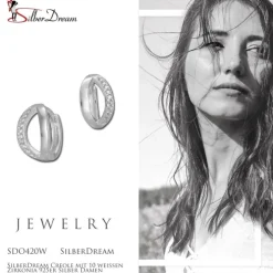 SilberDream Creole mit 10 weißen Zirkonia 925er Silber Damen SDO420W