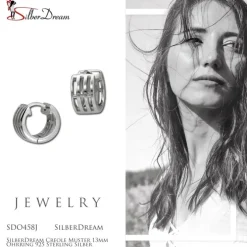 SilberDream Creole Muster 13mm Ohrring 925 Sterling Silber SDO458J