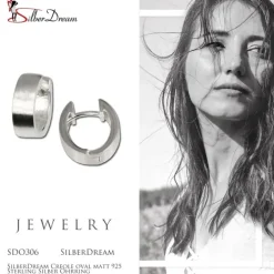 SilberDream Creole oval matt 925 Sterling Silber Ohrring SDO306