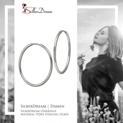 SilberDream Creole Oval 40mm Ohrring 925 Sterling Silber SDO092