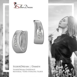 SilberDream Creole oval Zirkonia weiß 925er Silber Damen SDO399W