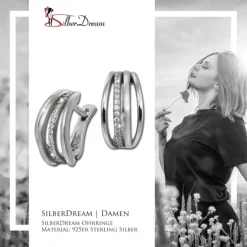 SilberDream Creole Quadro Zirkonia weiß 925 Sterling Silber Damen SDO4414W