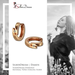SilberDream Creole rose Zirkonia weiß Ohrring 925 Silber Schmuck SDO0155E