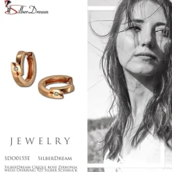 SilberDream Creole rose Zirkonia weiß Ohrring 925 Silber Schmuck SDO0155E