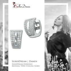 SilberDream Creole Shine Zirkonia weiß 925 Sterling Silber Damen SDO4364W