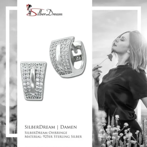 SilberDream Creole Shine Zirkonia weiß 925 Sterling Silber Damen SDO4364W