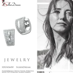 SilberDream Creole Shine Zirkonia weiß 925 Sterling Silber Damen SDO4364W