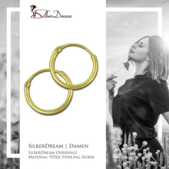 SilberDream Creole Simply vergoldet mini 10mm Ohrring 925 Silber SDO6510Y