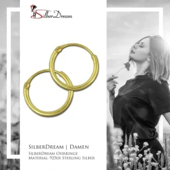 SilberDream Creole Simply vergoldet mini 12mm Ohrring 925 Silber SDO6512Y