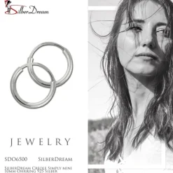 SilberDream Creole Simply mini 10mm Ohrring 925 Silber SDO6500