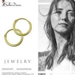 SilberDream Creole Simply vergoldet mini 10mm Ohrring 925 Silber SDO6510Y