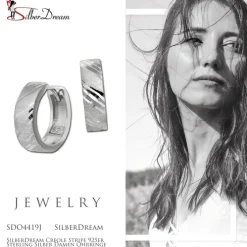 SilberDream Creole Stripe 925er Sterling Silber Damen Ohrringe SDO4419J