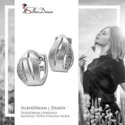 SilberDream Creole Triple Zirkonia weiß 925 Sterling Silber Damen SDO4367W