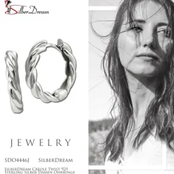 SilberDream Creole Twist 925 Sterling Silber Damen Ohrringe SDO4446J