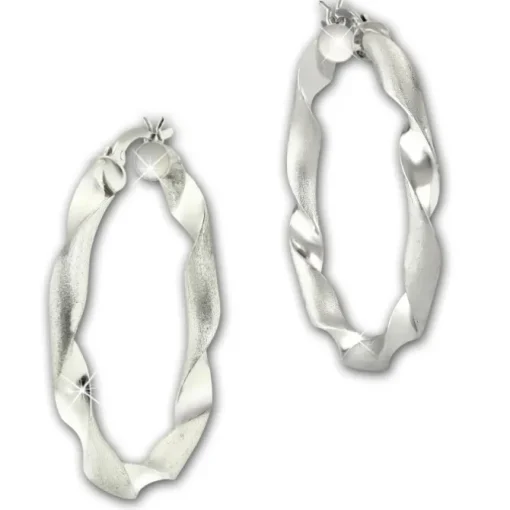 SilberDream Creole Twisted 3,8cm 925 Sterling Silber Damen Ohrring SDO67263