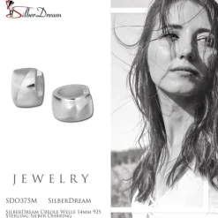 SilberDream Creole Welle 14mm 925 Sterling Silber Ohrring SDO375M