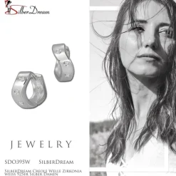 SilberDream Creole Welle Zirkonia weiß 925er Silber Damen SDO395W