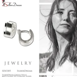 SilberDream Creole Welle matt/glanz 925 Sterling Silber Ohrring SDO305