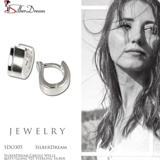 SilberDream Creole Welle matt/glanz 925 Sterling Silber Ohrring SDO305
